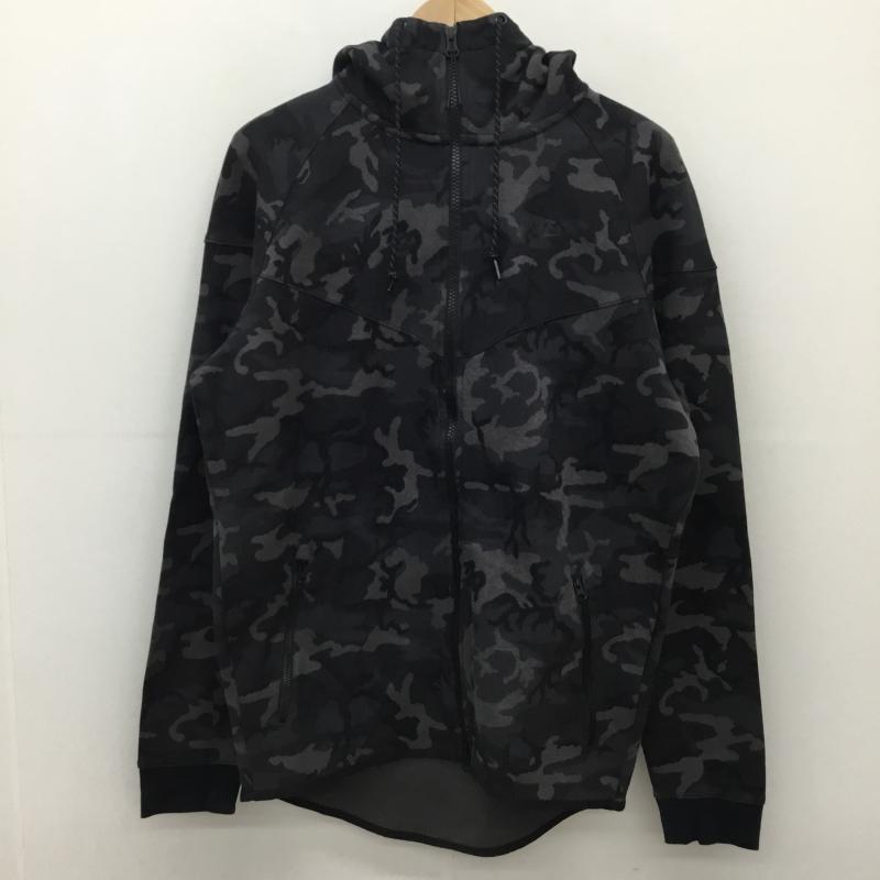 ナイキ NIKE パーカー 長袖 694005-233 テック フリース ジップアップ パーカー L カモフラージュ柄・迷彩 黒 / ブラック / メンズ USED 古着 中古 10136087