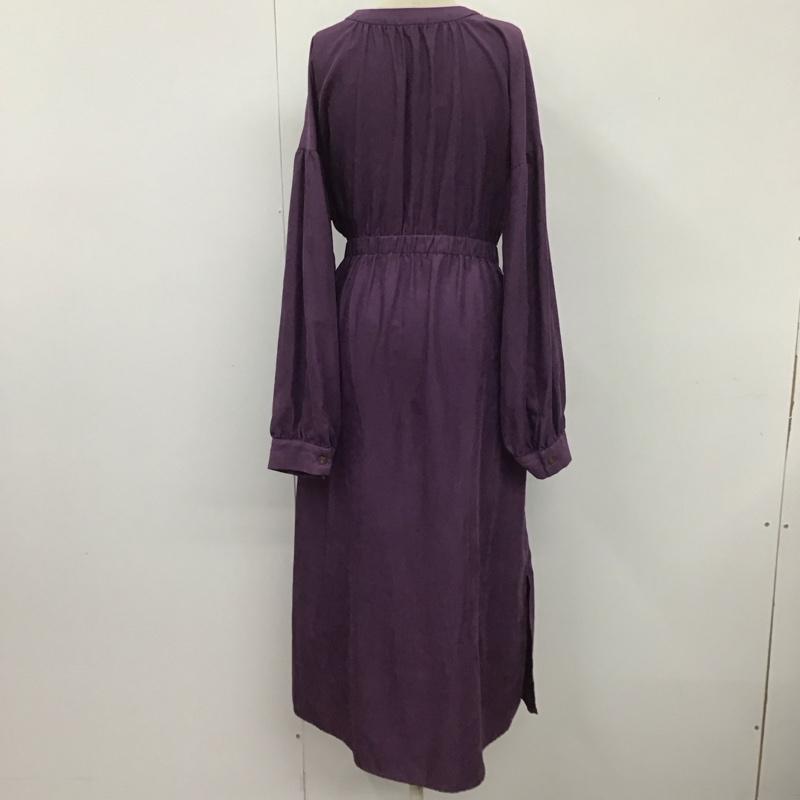 ダブルクローゼット w closet ワンピース ロングスカート 303874 Vネック ウエストドロストワンピース 長袖 無地 紫 / パープル / レディース USED 古着 中古 10112141