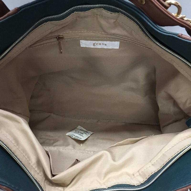 グローブ grove トートバッグ トートバッグ ショルダー 2WAY 無地 緑 / グリーン / X 茶 / ブラウン / レディース USED 古着 中古 10115249