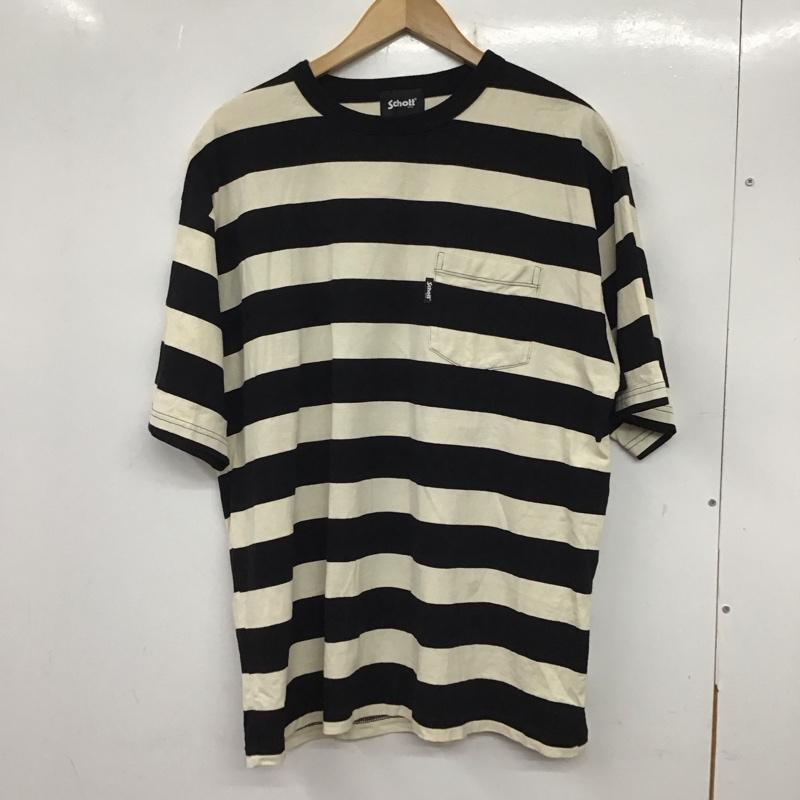 ショット schott Tシャツ 半袖 半袖カットソー プリントTシャツ クルーネックカットソー XL ボーダー柄 白 / ホワイト / X 黒 / ブラック / メンズ USED 古着 中古 10137731