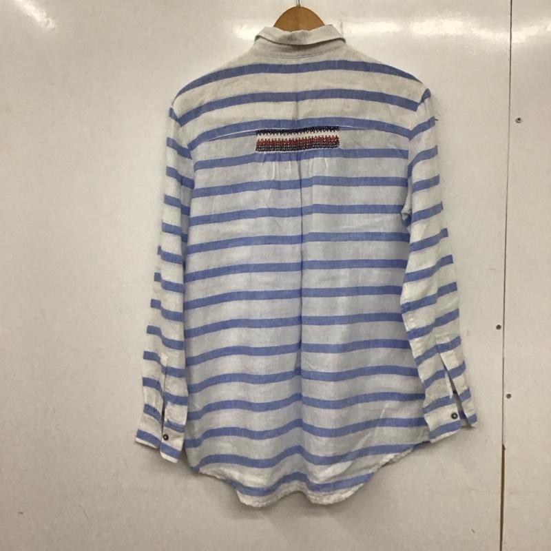 トミーヒルフィガー TOMMY HILFIGER シャツ、ブラウス 長袖 4 ワンポイント 白 / ホワイト / X 青 / ブルー / レディース USED 古着 中古 10139140