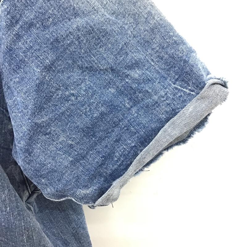 ザラメン ZARA MAN Tシャツ 半袖 無地Tシャツ クルーネックカットソー デニム半袖カットソー XL 無地 インディゴ / インディゴ / メンズ USED 古着 中古 10105614