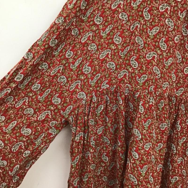 ザラ ZARA カットソー 長袖 L 総柄 赤 / レッド / レディース USED 古着 中古 10130292