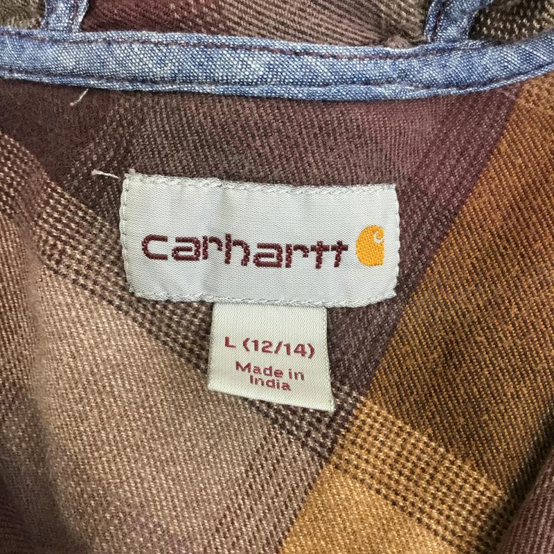 カーハート Carhartt パーカー 長袖 L チェック えんじ / ワインレッド / X ベージュ / ベージュ / X 橙 / オレンジ / メンズ USED 古着 中古 10136989