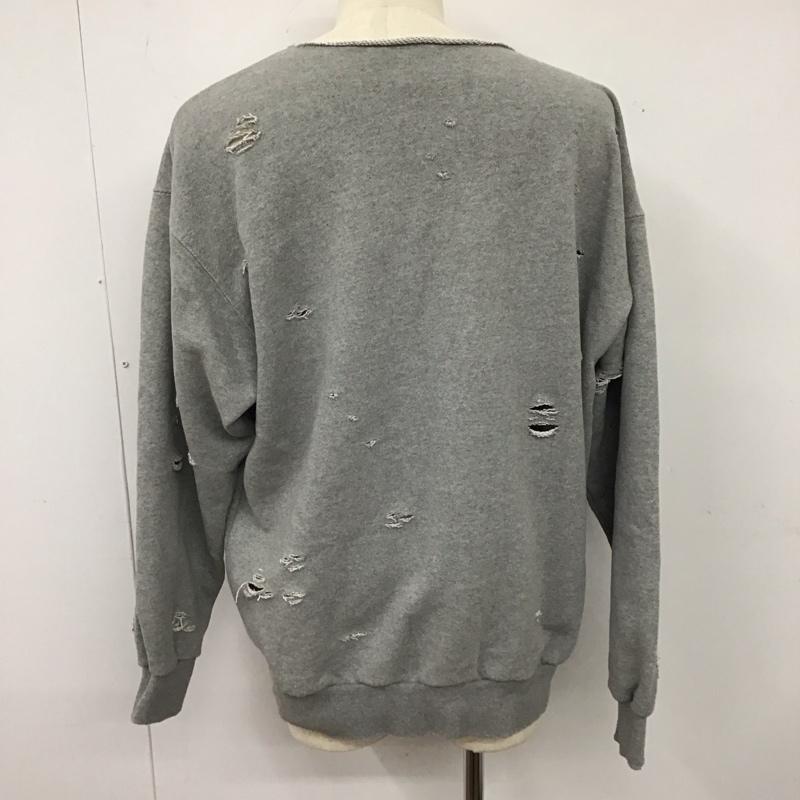 フリークスストア FREAK S STORE トレーナー 長袖 231-1274 ヘビーウェイト ダメージ加工 スキッパースウェット M プリント X ロゴ、文字 灰 / グレー /  メンズ USED 古着 中古 10119746