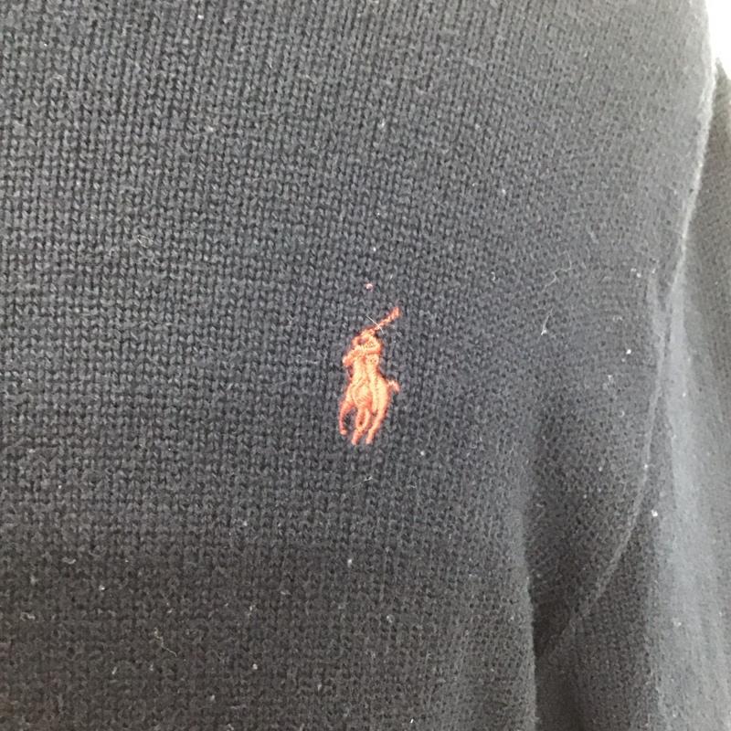 ポロラルフローレン POLO RALPH LAUREN ニット、セーター 長袖 長袖ニットカットソー ジップアップネック セーター スタンドカラー L ロゴ、文字 紺 / ネイビー / メンズ USED 古着 中古 10125104