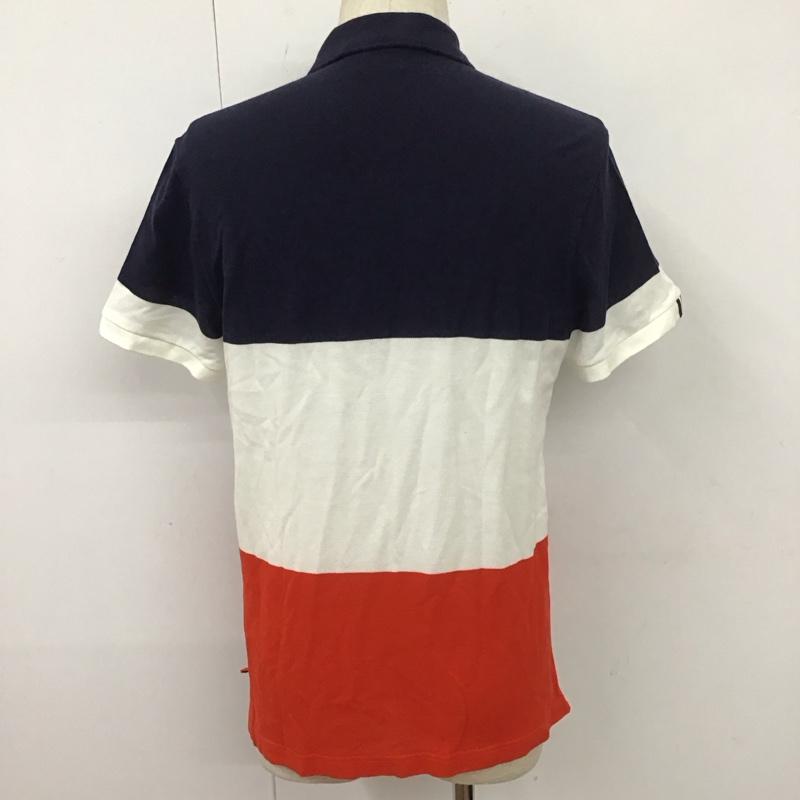 ラコステ LACOSTE ポロシャツ 半袖 半袖ポロシャツ カラーシャツ 半袖カットソー 4 ボーダー柄 X ロゴ、文字 白 / ホワイト / X 赤 / レッド / X 紺 / ネイビー /  メンズ USED 古着 中古 10111479