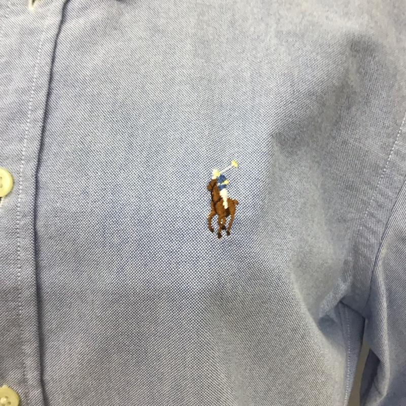 ラルフローレン RALPHLAUREN シャツ、ブラウス 半袖 半袖シャツ カラーシャツ 半袖カットソー ボタンダウンシャツ S ロゴ、文字 水色 / ライトブルー / レディース USED 古着 中古 10118599