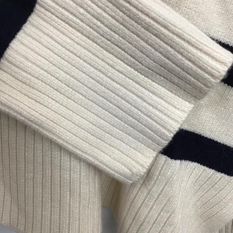 ザラ ZARA ニット、セーター 長袖 長袖ニットカットソー ニット セーター クルーネックニット S ボーダー柄 白 / ホワイト / レディース USED 古着 中古 10119562