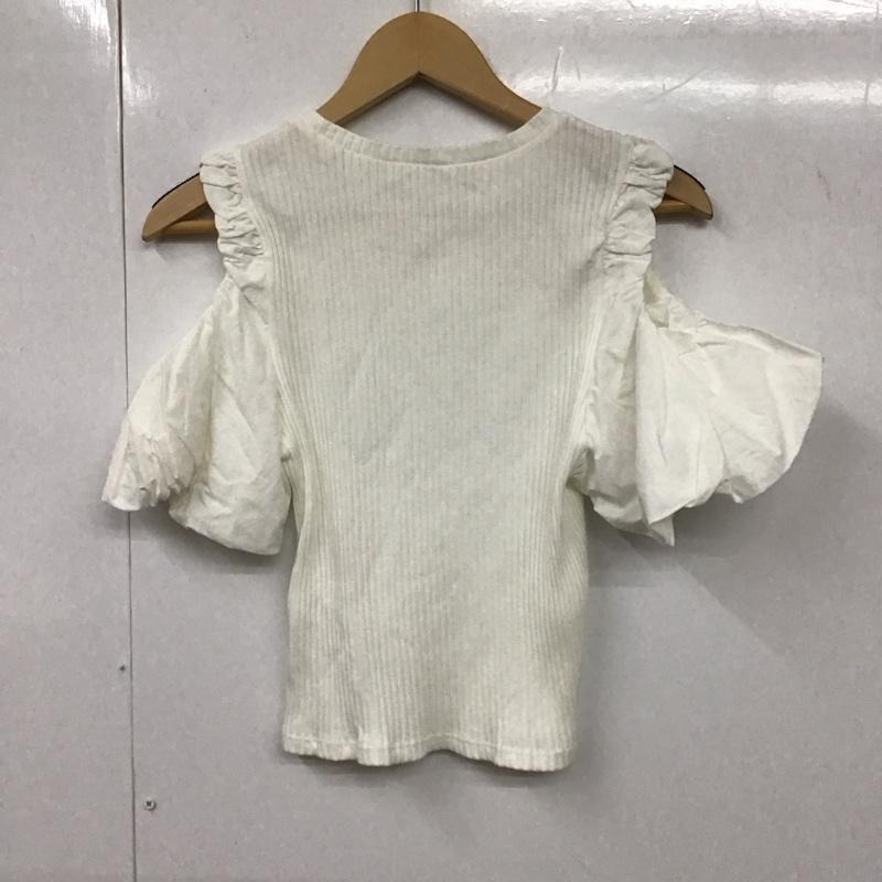 ザラ ZARA カットソー 半袖 0085/550/251 オーブンショルダー ニットT M 無地 白 / ホワイト / レディース USED 古着 中古 10131024