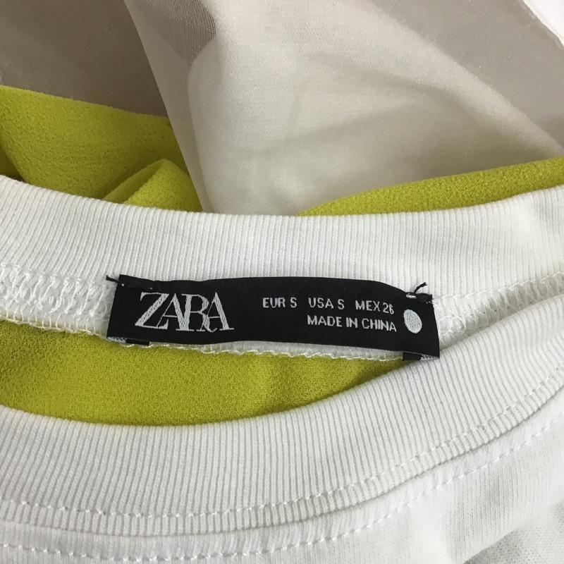 ザラ ZARA カットソー 半袖 S 無地 白 / ホワイト / X 黄 / イエロー /  レディース USED 古着 中古 10105890