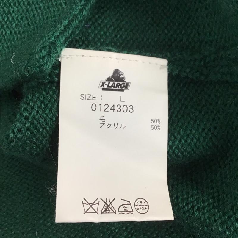 エクストララージ XLARGE カーディガン 長袖 長袖カーディガン 長袖カットソー ノーカラージャケット 前開カーディガン L ロゴ、文字 黄 / イエロー / X 緑 / グリーン / メンズ USED 古着 中古 10110958