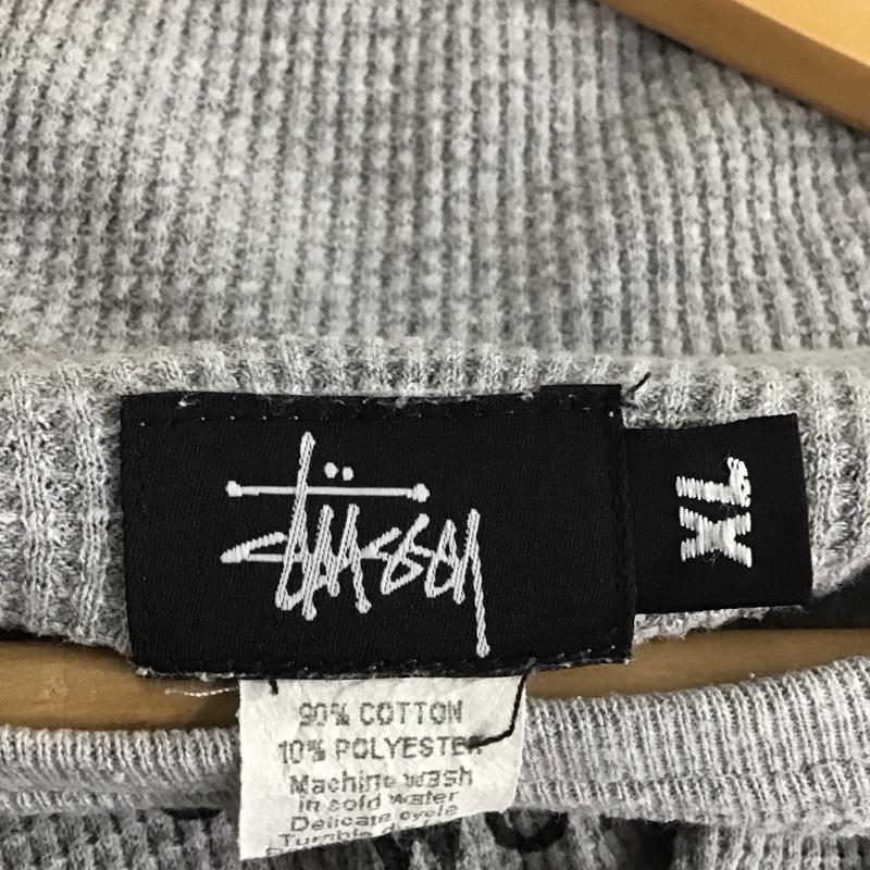 ステューシー STUSSY カットソー 長袖 長袖カットソー プリントカットソー クルーネック ワッフル XL ロゴ、文字 灰 / グレー / メンズ USED 古着 中古 10132566
