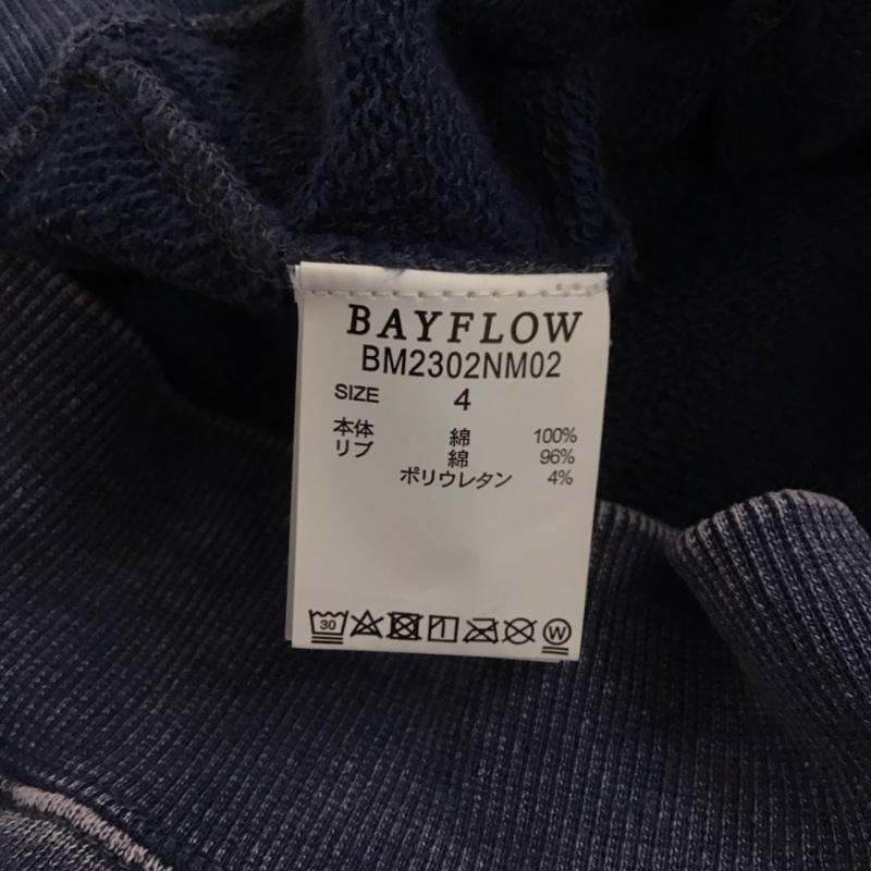 ベイフロー BAYFLOW トレーナー 長袖 長袖トレーナー スウェット クルーネック プルオーバー 4 ロゴ、文字 紺 / ネイビー / メンズ USED 古着 中古 10137690