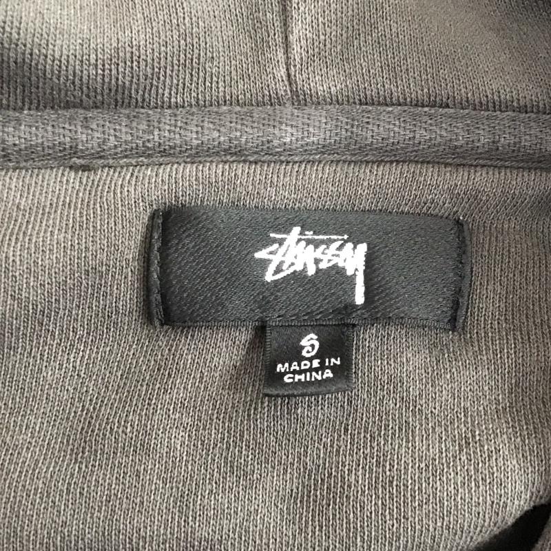 ステューシー STUSSY パーカー 長袖 AGNESS BOXY CROP HOOD FLEECE 裏起毛 男女兼用 バックプリント S ロゴ、文字 チャコールグレー / チャコールグレー / レディース USED 古着 中古 10109420