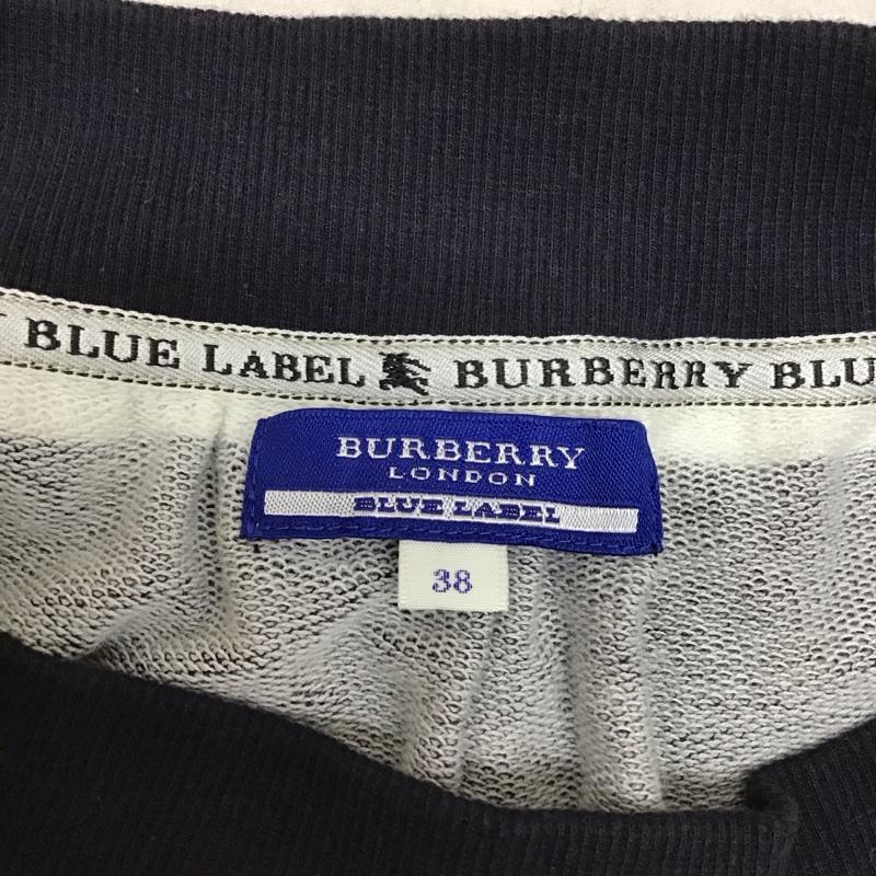 バーバリーブルーレーベル BURBERRY BLUE LABEL ワンピース ひざ丈スカート E1P35-183-03 チュニック 五分袖 ボーダー 38 プリント X ロゴ、文字 灰 / グレー / X 紺 / ネイビー / レディース USED 古着 中古 10116934