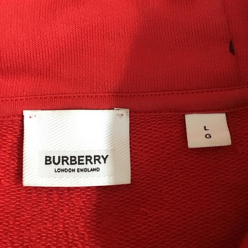 バーバリー BURBERRY パーカー 長袖 長袖パーカー フード付きパーカー プリントスウェット トレーナー L プリント 赤 / レッド / メンズ USED 古着 中古 10116382