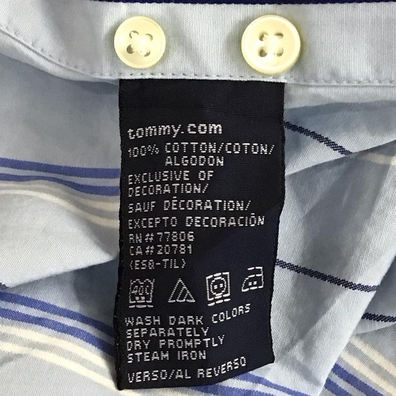 トミーヒルフィガー TOMMY HILFIGER シャツ、ブラウス 長袖 ストライプ コットン L ワンポイント 水色 / ライトブルー / X 白 / ホワイト / X 青 / ブルー / メンズ USED 古着 中古 10116789