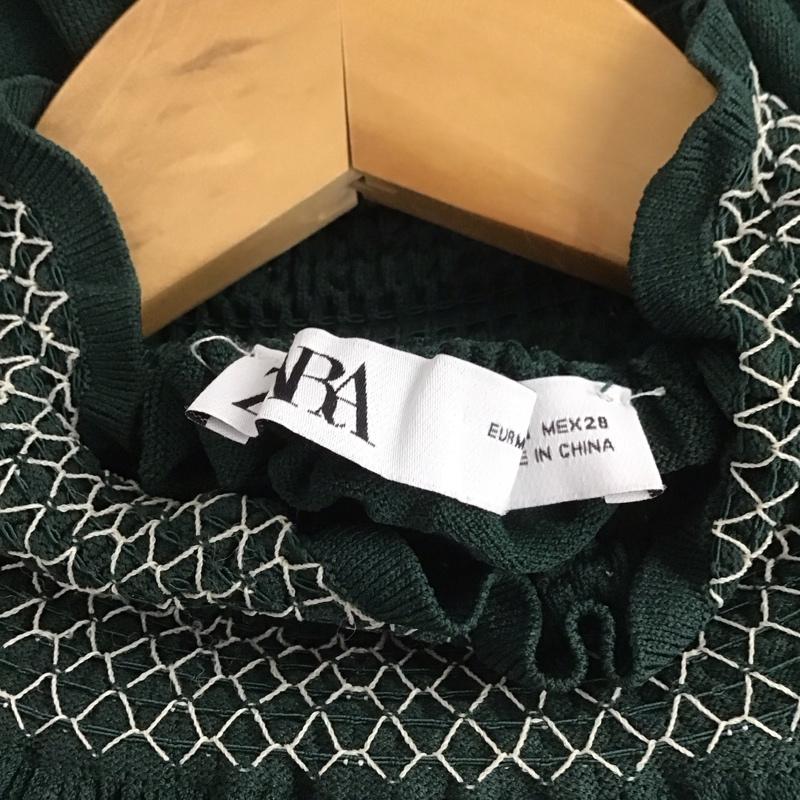ザラ ZARA カットソー 長袖 M 無地 緑 / グリーン / レディース USED 古着 中古 10139496