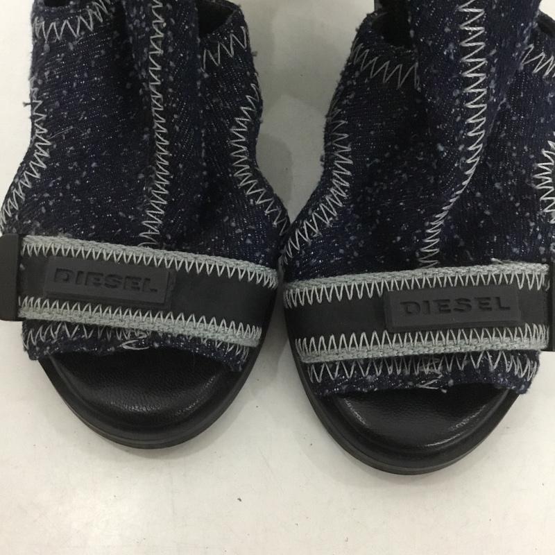 ディーゼル DIESEL サンダル サンダル ウェッジソール 38 デニム ロゴ、文字 インディゴ / インディゴ / レディース USED 古着 中古 10143050