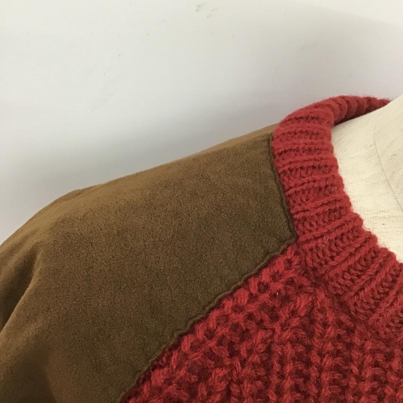 チャップスラルフローレン CHAPSRALPHLAUREN ニット、セーター 長袖 長袖ニット セーター ラグラン クルーネックセーター 90s L 無地 赤 / レッド / X 茶 / ブラウン / メンズ USED 古着 中古 10105585