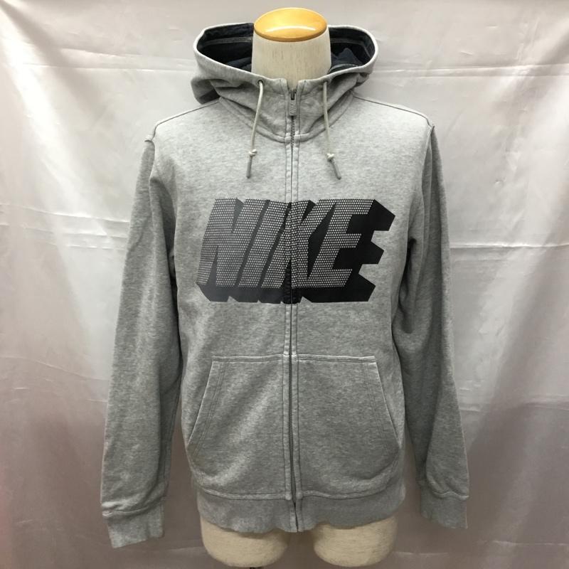 ナイキ NIKE パーカー 長袖 ジップアップパーカー 長袖パーカー フード付きパーカー スポーツウェア M プリント 灰 / グレー / メンズ USED 古着 中古 10108243