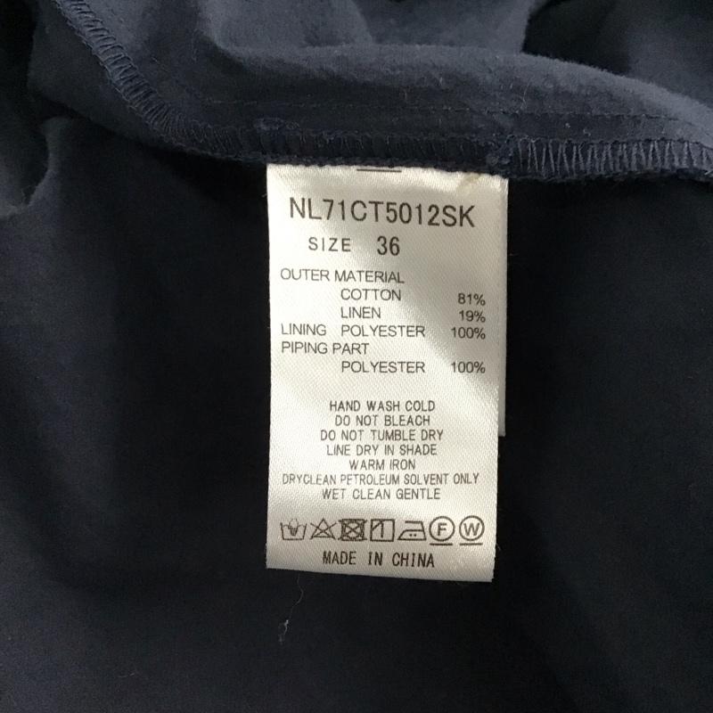 ナノユニバース nano・universe コート トレンチコート NL71CT5012SK コットン リネン 36 無地 紺 / ネイビー / レディース USED 古着 中古 10122485