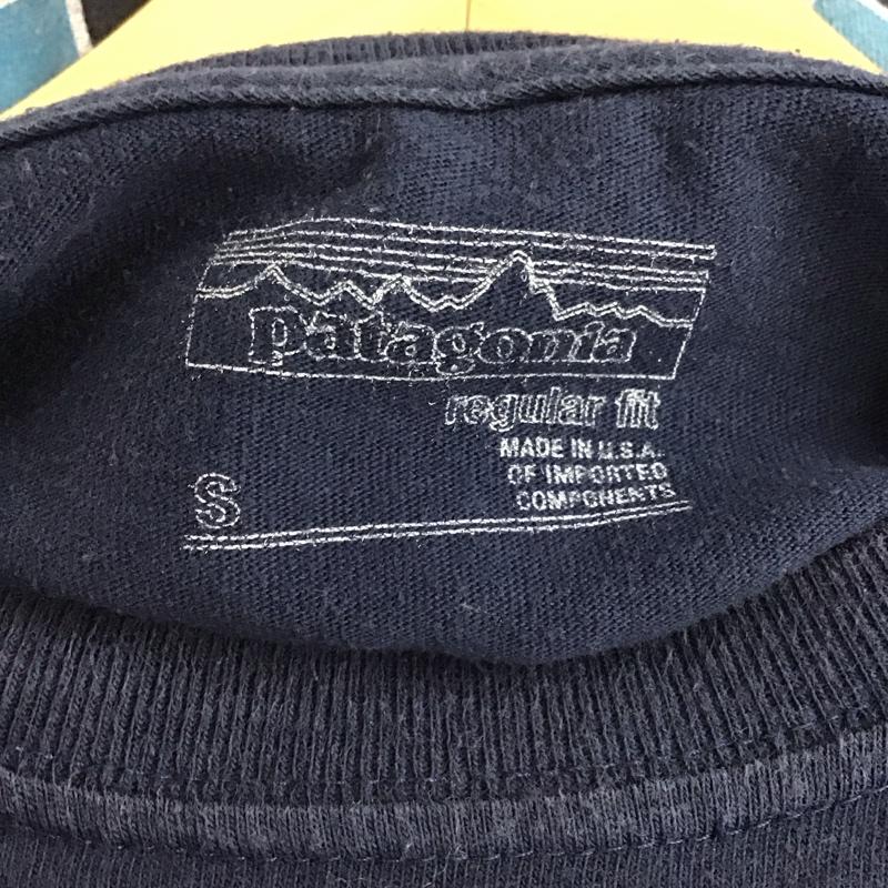パタゴニア patagonia Tシャツ 半袖 半袖カットソー プリントTシャツ クルーネックカットソー S ロゴ、文字 紺 / ネイビー / メンズ USED 古着 中古 10137065