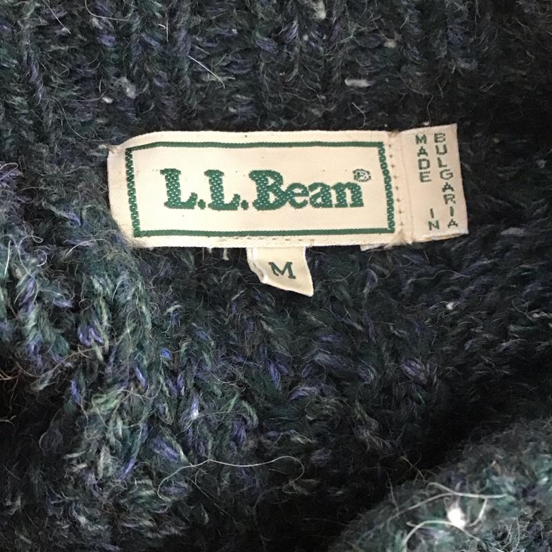エルエルビーン L.L.Bean ニット、セーター 長袖 80s ケーブルニット ブルガリア製 M 無地 カーキ / カーキ / メンズ USED 古着 中古 10106285