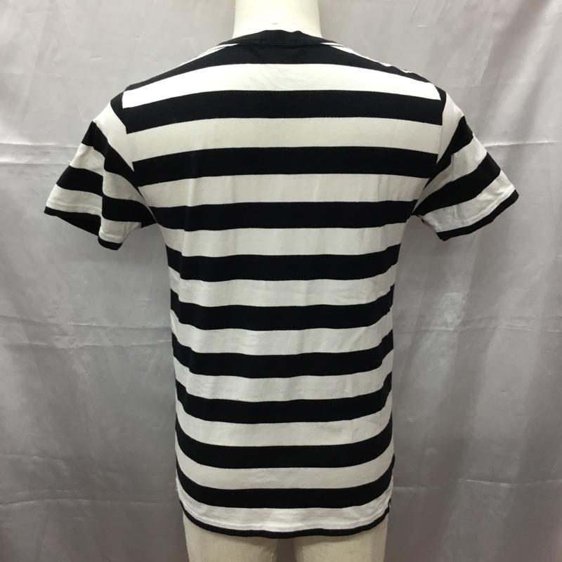 ヒステリックグラマー HYSTERIC GLAMOUR Tシャツ 半袖 半袖カットソー プリントTシャツ クルーネックカットソー S ボーダー柄 白 / ホワイト / X 黒 / ブラック /  メンズ USED 古着 中古 10112324