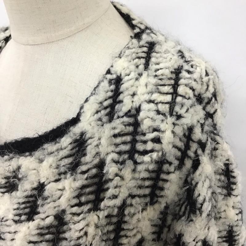 アルマーニジーンズ ARMANI JEANS カーディガン 長袖 ロング丈 ニットワンピース 36 白 / ホワイト / X 黒 / ブラック / レディース USED 古着 中古 10122640