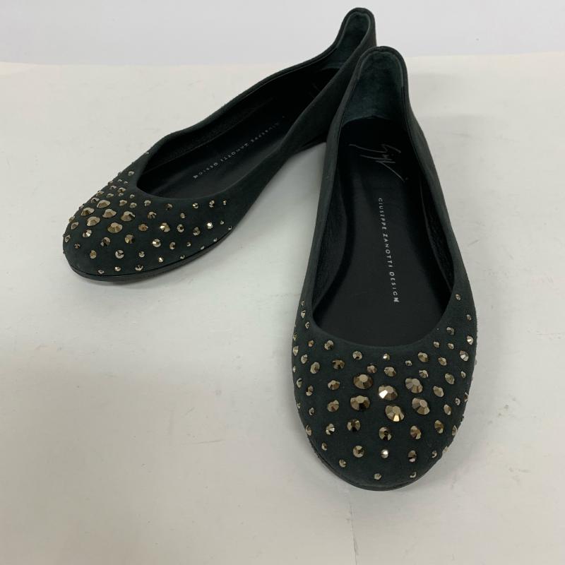 ジュゼッペザノッティデザイン GIUSEPPE ZANOTTI DESIGN パンプス パンプス フラットシューズ ラインストーン スエード 無地 X 黒 / ブラック / レディース USED 古着 中古 10013943