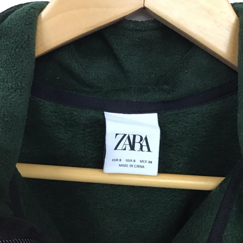ザラ ZARA トレーナー 長袖 長袖スウェット フリースジャケット プルオーバー スタンドカラー S 無地 緑 / グリーン / メンズ USED 古着 中古 10130635