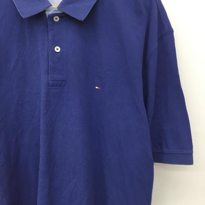 トミーヒルフィガー TOMMY HILFIGER ポロシャツ 半袖 XL ロゴ、文字 紺 / ネイビー / メンズ USED 古着 中古 10133533