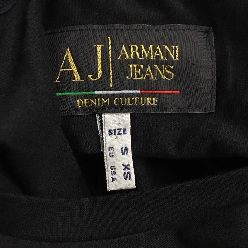 アルマーニジーンズ ARMANI JEANS Tシャツ 半袖 半袖カットソー プリントTシャツ クルーネックカットソー S プリント 黒 / ブラック / メンズ USED 古着 中古 10113740