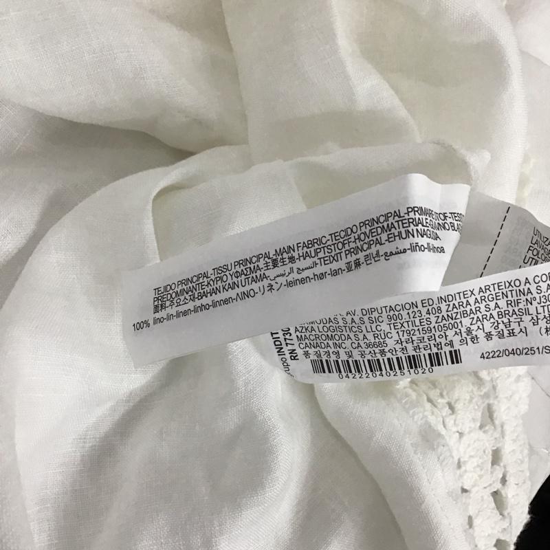 ザラ ZARA カットソー 長袖 4222 040 251 リネンブラウス プルオーバー S 刺繍 白 / ホワイト / レディース USED 古着 中古 10123085