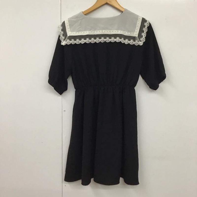 オリーブデオリーブ OLIVE des OLIVE ワンピース ひざ丈スカート M 無地 黒 / ブラック /  レディース USED 古着 中古 10131902