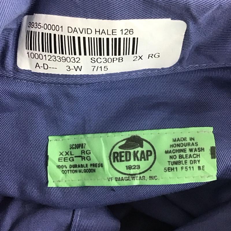 レッドキャップ RED KAP シャツ、ブラウス 長袖 長袖シャツ カラーシャツ ポケットシャツ 長袖カットソー XXL ロゴ、文字 青 / ブルー / メンズ USED 古着 中古 10124660