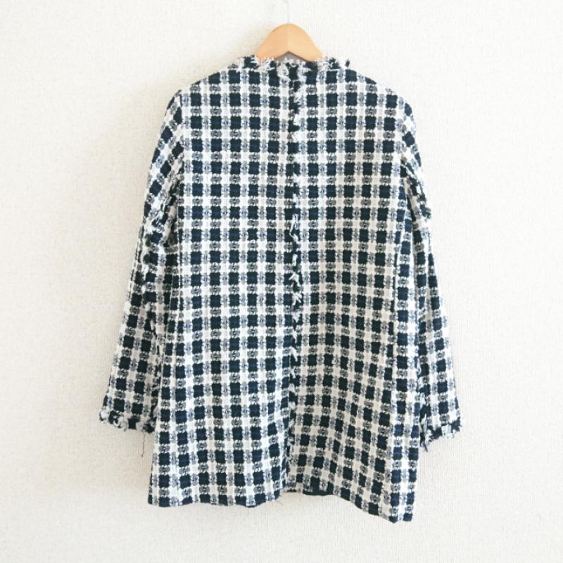 ザラベーシック ZARA BASIC コート コート一般 L チェック 白 / ホワイト / X 黒 / ブラック / X 青 / ブルー / レディース USED 古着 中古 10011644