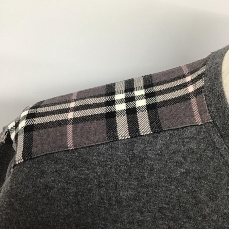 バーバリーブラックレーベル BURBERRY BLACK LABEL Tシャツ 半袖 半袖カットソー 刺繍Tシャツ クルーネックカットソー 3 ロゴ、文字 灰 / グレー / メンズ USED 古着 中古 10107691