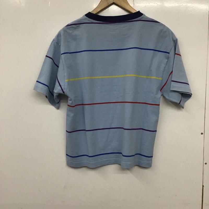 エックスガール X-girl Tシャツ 半袖 05183302 RAINBOW STRIPE S/S T 2 ロゴ、文字 水色 / ライトブルー / レディース USED 古着 中古 10134208