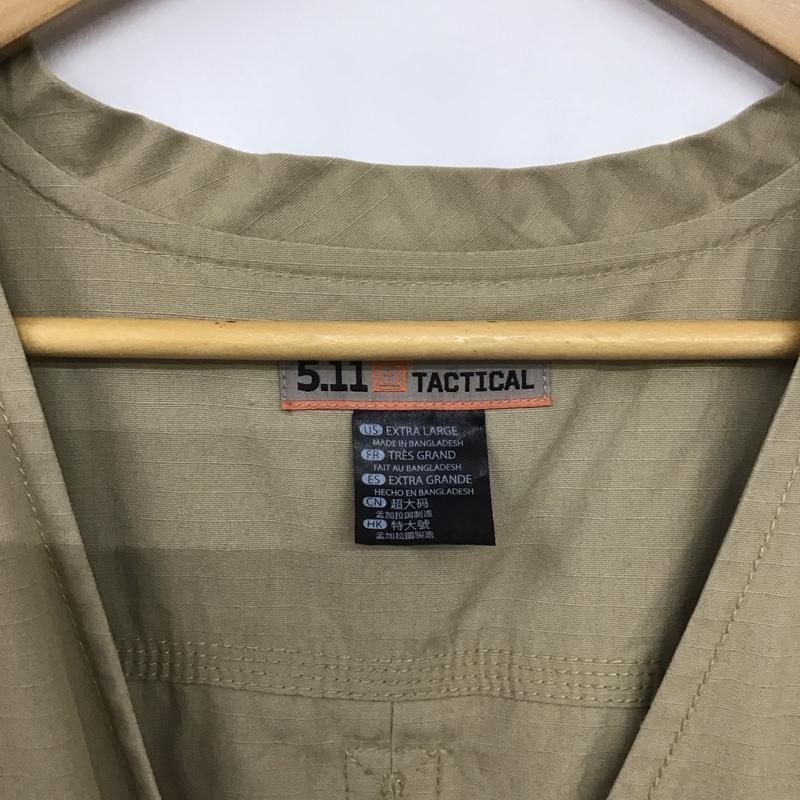 5.11 タクティカル 5.11 TACTICAL ベスト ベスト ジップアップベスト ノースリーブカットソー アウター XL ロゴ、文字 ベージュ / ベージュ / メンズ USED 古着 中古 10138745