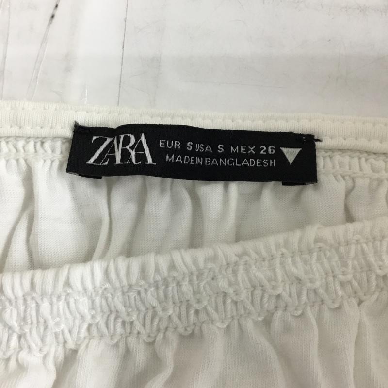 ザラ ZARA カットソー 半袖 半袖カットソー フリル袖 ショート丈カットソー S レース柄 白 / ホワイト /  レディース USED 古着 中古 10110309