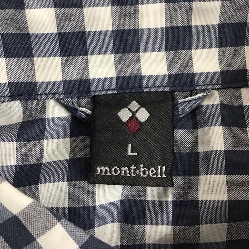 モンベル mont-bell シャツ、ブラウス 長袖 長袖シャツ カラーシャツ ポケットシャツ 長袖カットソー チェックシャツ L チェック 白 / ホワイト / X 青 / ブルー / レディース USED 古着 中古 10110257