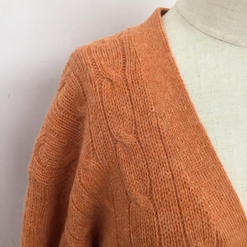 ラルフローレン RALPHLAUREN カーディガン 長袖 Vネック ウール ケーブル編み M ワンポイント 橙 / オレンジ / レディース USED 古着 中古 10107553