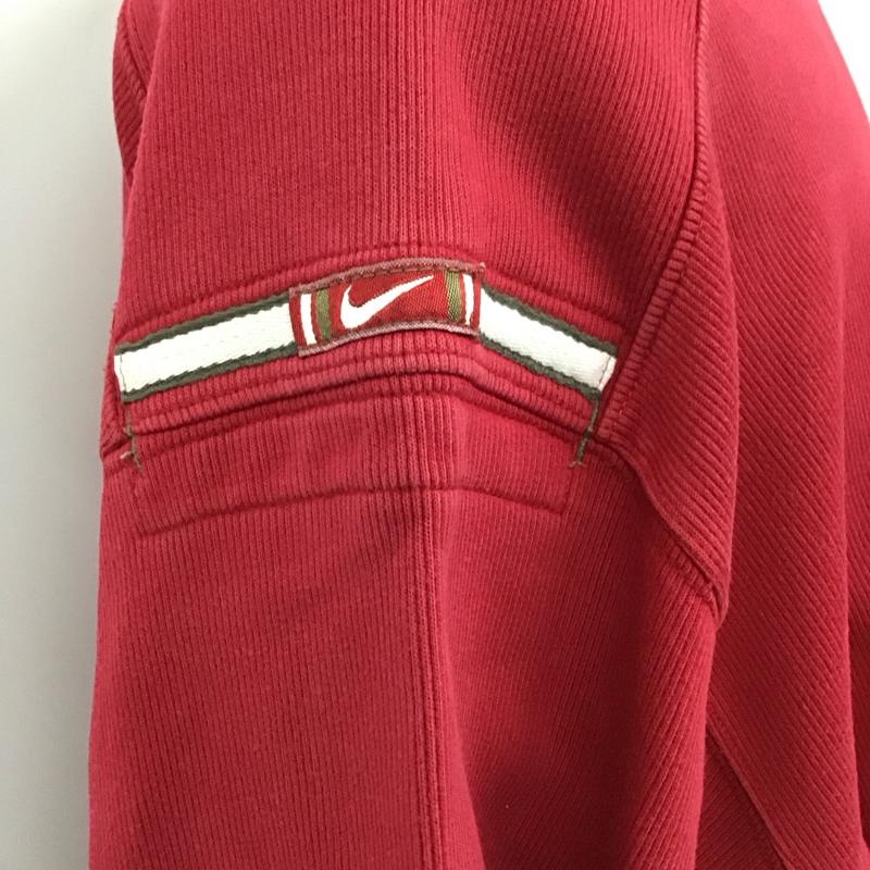 ナイキ NIKE トレーナー 長袖 長袖トレーナー スウェット クルーネック リブスウェットカットソー 90s XL ロゴ、文字 赤 / レッド /  メンズ USED 古着 中古 10116380