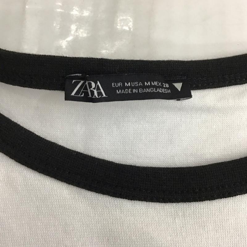 ザラ ZARA カットソー 半袖 半袖カットソー 無地Tシャツ クルーネックカットソー ショート丈 M 無地 白 / ホワイト / レディース USED 古着 中古 10122829