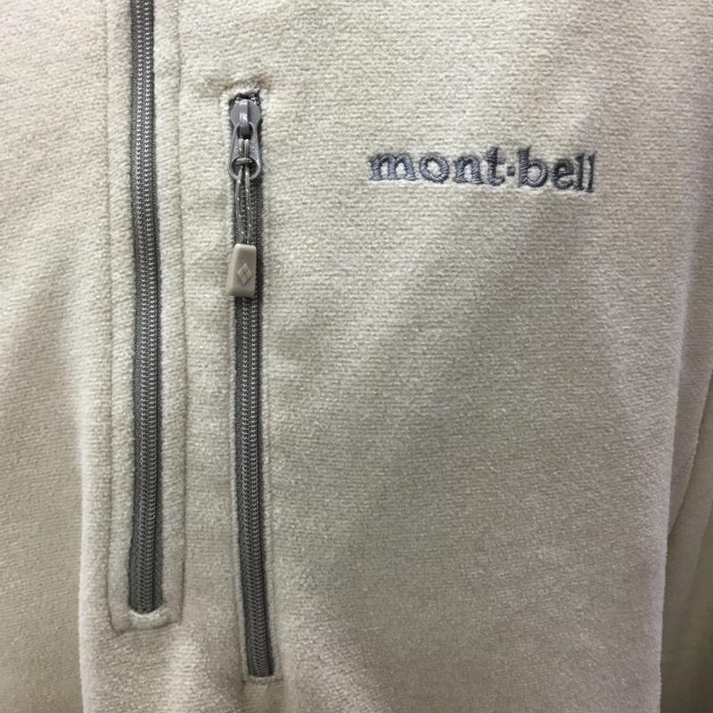 モンベル mont-bell トレーナー 長袖 1104983 シャミース プルオーバー フリース ハーフジップ L ロゴ、文字 ベージュ / ベージュ / メンズ USED 古着 中古 10109051