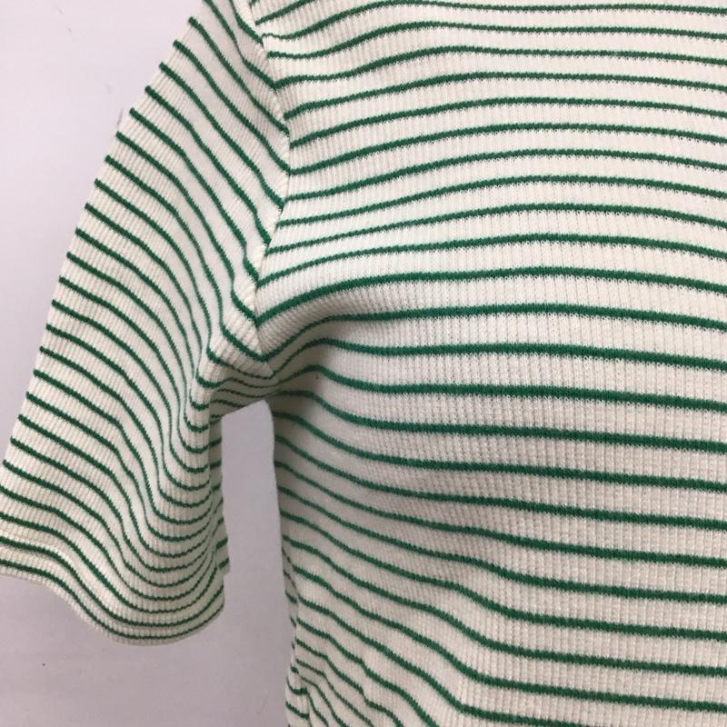 フリークスストア FREAK S STORE カーディガン 半袖 222-3292 リブ カットソー 2WAY 前後着 FREE ボーダー柄 白 / ホワイト / X 緑 / グリーン / レディース USED 古着 中古 10117394