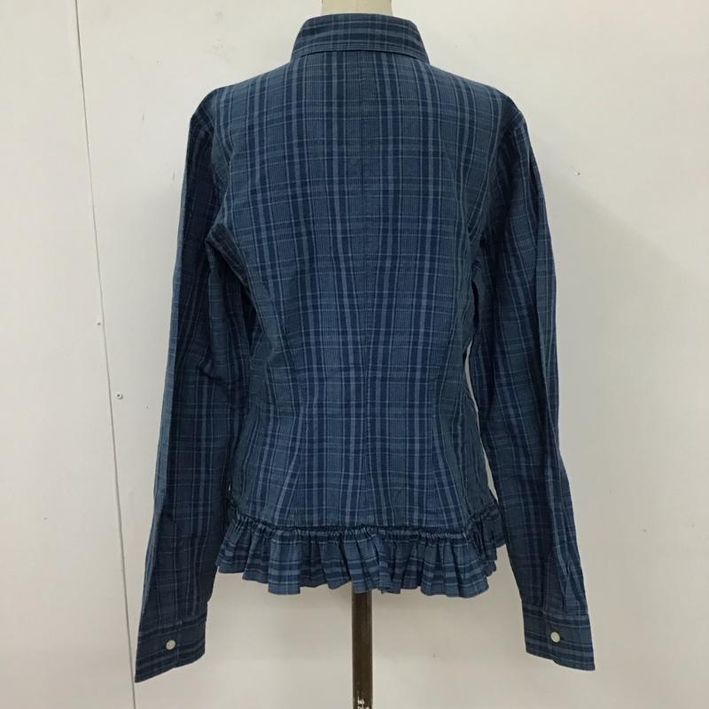 ラルフローレン RALPHLAUREN シャツ、ブラウス 長袖 フリル コットン リネン S チェック 青 / ブルー / レディース USED 古着 中古 10114757